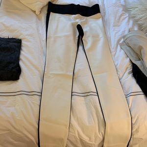 Club Monaco half white fauxleather half black knit